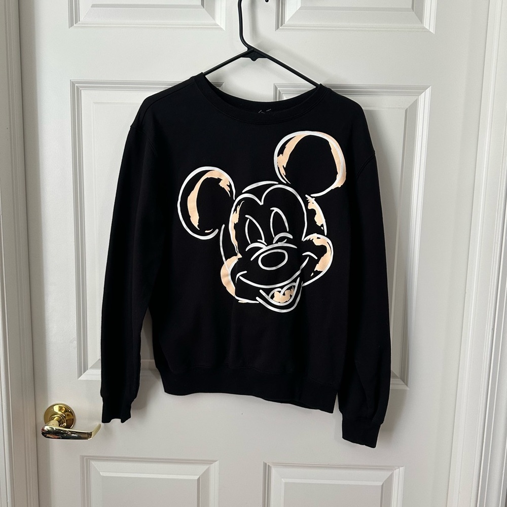 Mickey Mouse Black Pull Over Women’s Sweatshirt Size L